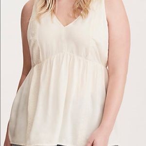 Embroidered Challis Babydoll Tank